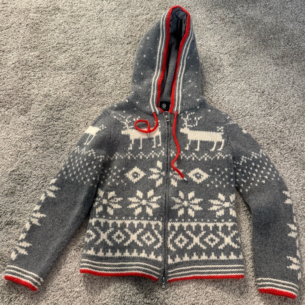Bogner Kids Gray and White Knit Sweater